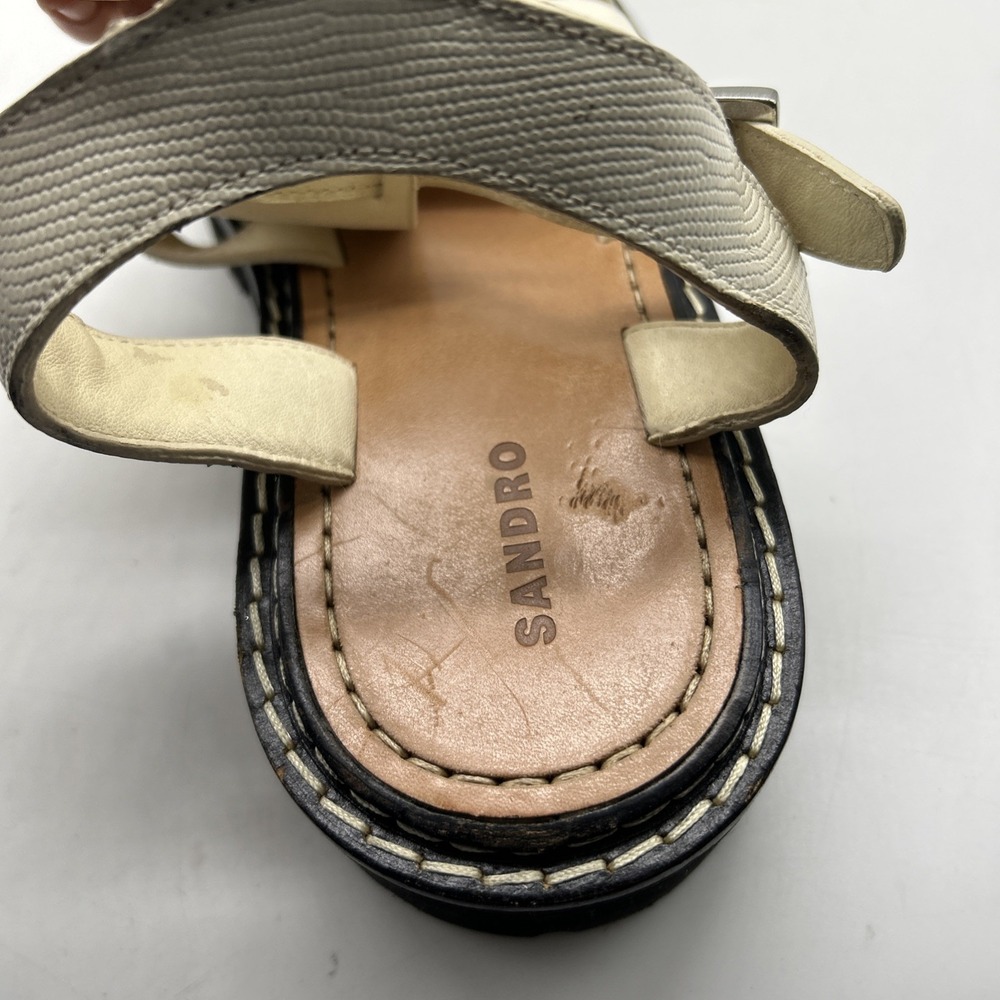 SANDRO Sandals Womens‎ 40 US 8.5 Stud Lizard Leather Gladiator RockChic - Picture 10 of 16